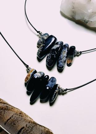 Чокер из черного агата