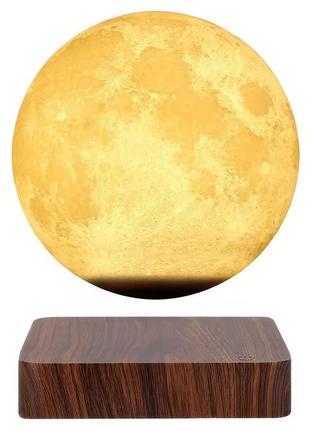 Настільний 3d магнітний нічник місяць 14 см на дерев'яній магнітній підставці 360 magnetic moon lightt model 2
