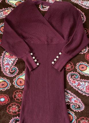 Последняя цена! теплое платье в рублик с бусинами 🩷