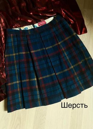 Юбка шерстяная в клетку синяя юбка солнце ness- s
