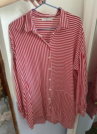 Удлиненная рубашка в полоску оверсайз