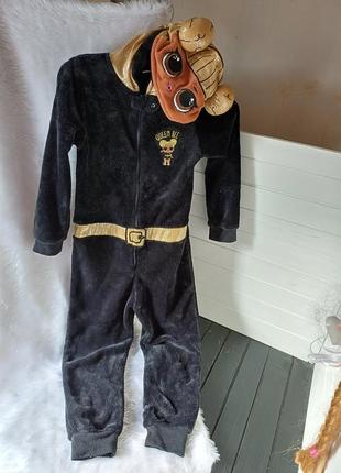 Теплый махровый кигуруми пижама слип комбинезон лол королева пчел 7-8 лет