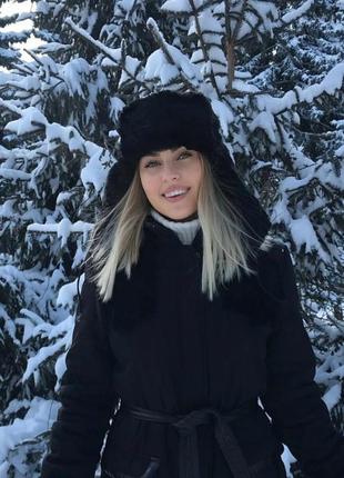 Ушанка черная шапка из искусственного меха 😍 очень стильная