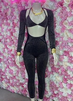 Комбинезон блестящий с бюстгальтером на танцы,фотосессию