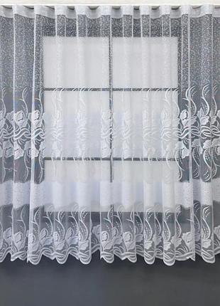 Тюль жакард, висота 1,6 м. колір білий