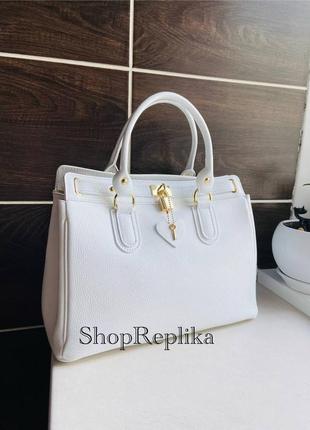 Велика шкіряна жіноча сумка італія біла домішка а4 ts000146