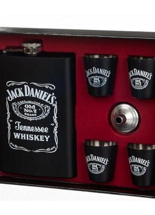 Набор подарочный jack daniels фляга 270 мл+4рюмки+лейка нерж.сталь