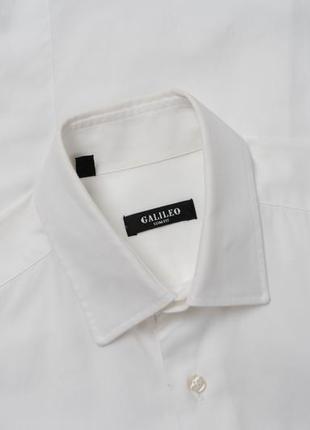 Galileo slim fit white long sleeve cotton dress shirt мужская рубашка