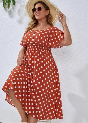 Довга сукня великий розмір 4xl shein, плаття максі у горох