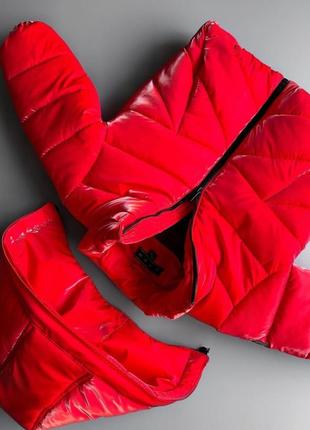 Зимовий комбінезон натуральне хутро червоний