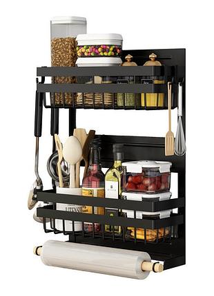 Велика навісна магнітна полиця (l) на холодильник та мікрохвильовку. кухонний органайзер з тримачем для рушників (hd-cx001l)