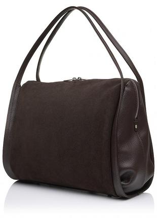 Сумка женская из натуральной кожи коричневая vito torelli 1042 6010/1210 с замшей