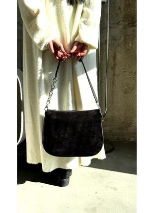 Сумка женская кожаная черная vito torelli 1077 6003/1000 с замшей