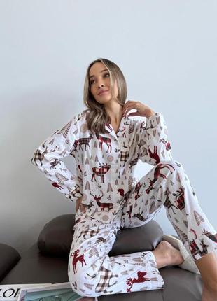 Домашня жіноча піжама cosy "норді"(сорочка+штани)