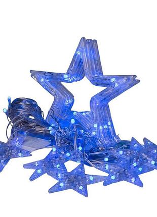 Электрическая гирлянда звезда штора 3 метра на окно для фотозон синяя7 фото