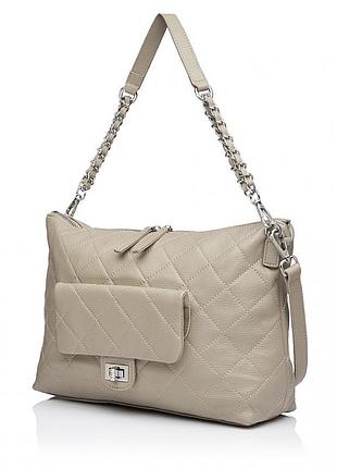 Женская сумка из натуральной кожи серо-бежевая bags4life fg-8533