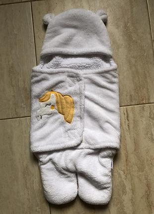 Теплий плюшевий конверт для новонародженого на виписку в каляску