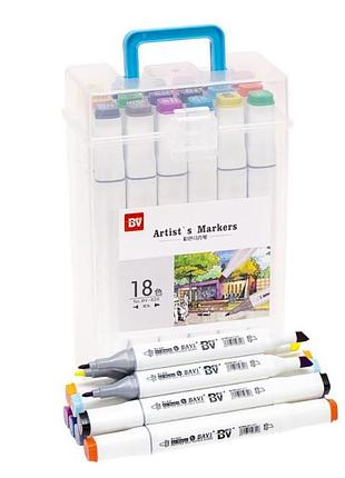 Набор скетч-маркеров 820-18 в пластиковом боксе, 18 цветов