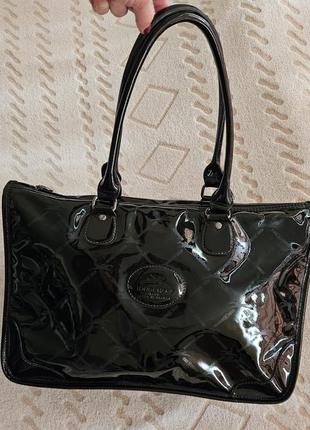 Лакированная кожа винтажная сумка longchamp