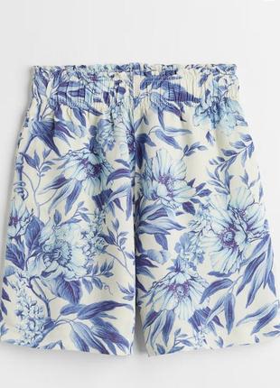 Шорты лен цветочный принт h&m