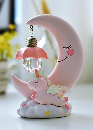 Дитячий світлодіодний нічник місяць та єдиноріг oasis, дитячий світильник для спальні 14х10 см місяць |швидка доставка|