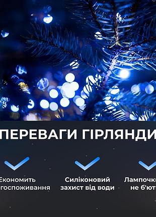 Гірлянда роса на пульті 100 метрів на 1000 led світлодіодів крапля на білому дроті синя5 фото