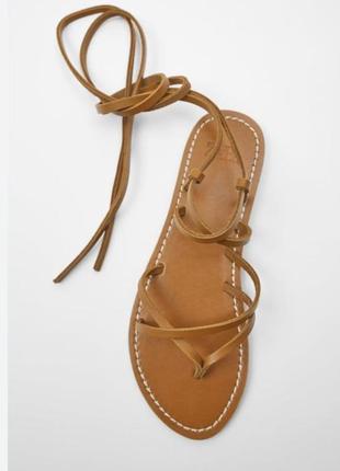 Шкіряні коричневі сандалії на зав’язках гладіатори в римському стилі2 фото