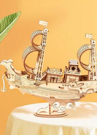 Деревянный конструктор robotime 3d дипломатический японский корабль 91 деталь 188х50х165 мм |швидка доставка|