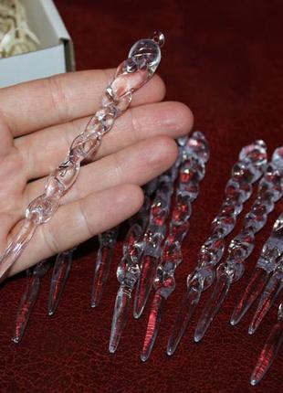 Новорічний набір бурульок 12 штук чарівні бурульки прозорі на ялинку новий рік