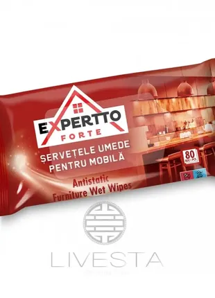 Вологі серветки для меблів expertto forte, 80 шт