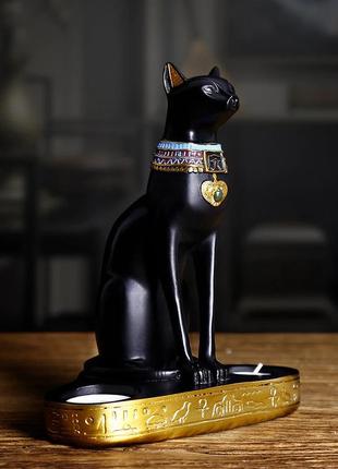 Статуэтка сфинкс oasis. фигурка для интерьера египетский кот 16*20 см. декор черный египетский сфинкс |швидка