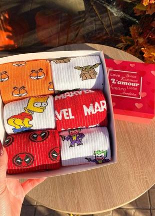 Бокс жіночих патріотичних шкарпеток 36-41 на 6 пар у подарунковій коробці