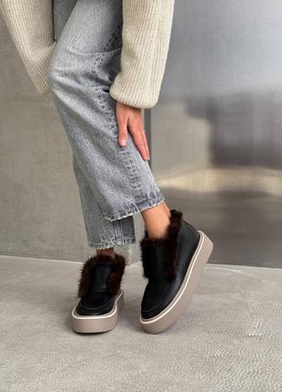 Зимові лофери з хутром норки