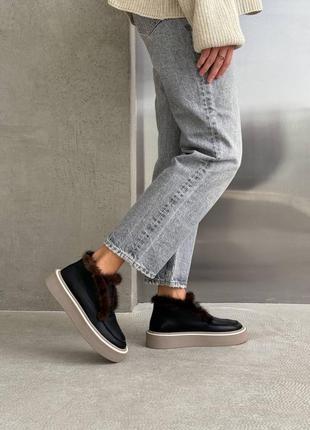 Зимові лофери з хутром норки