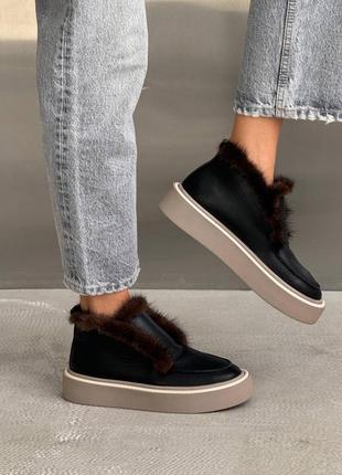 Зимові лофери з хутром норки