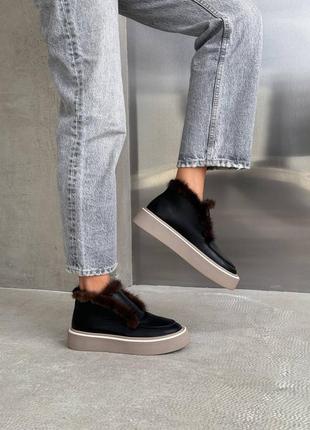 Зимові лофери з хутром норки