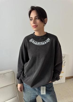 Худі сірий в стилі chrome hearts