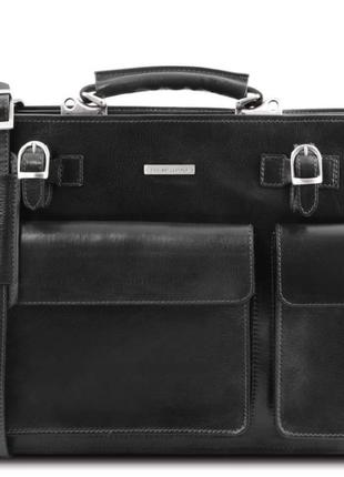 Мужской кожаный портфель 2 отделения tuscany leather venezia tl141268 (черный)