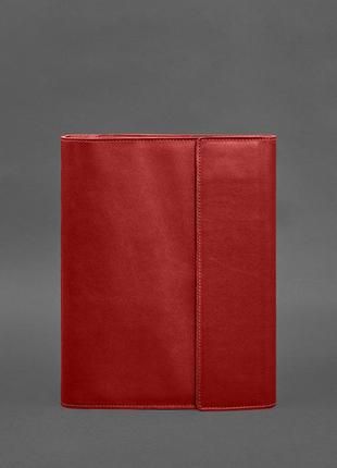 Шкіряна папка для документів "сімейна" а4 на сегрегаторі з файлами червоний