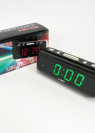 Настольные часы vst-738-4 с салатовой подсветкой, часы электронные настольные светящиеся vst |швидка доставка|2 фото