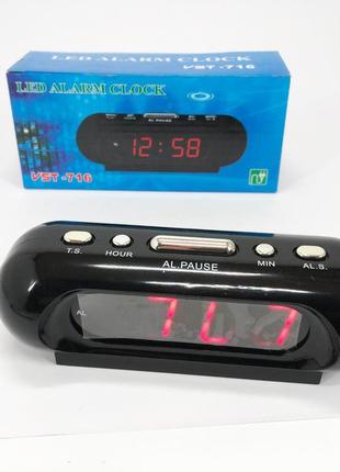 Электронные часы настольные сетевые vst-716-1 original красные 220v led дисплей будильник...