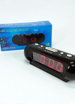 Электронные часы настольные сетевые vst-716-1 original красные 220v led дисплей будильник...