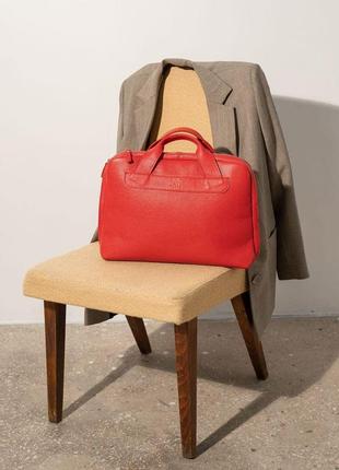 Шкіряна ділова сумка attache briefcase червоний флотар