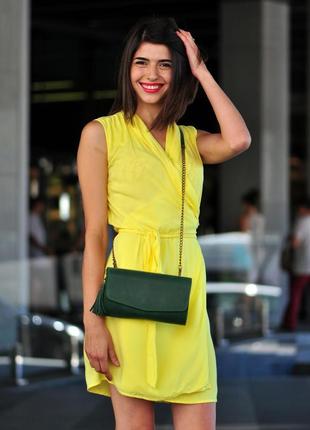 Шкіряна жіноча сумка еліс зелена crazy horse