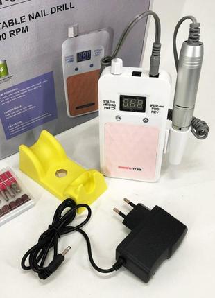 Портативный фрезер для ногтей nail drill yt-928 аккумуляторный с индикатором заряда на 35 000 оборотов. цвет:9 фото