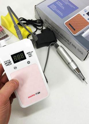 Портативный фрезер для ногтей nail drill yt-928 аккумуляторный с индикатором заряда на 35 000 оборотов. цвет:3 фото