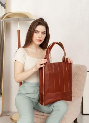 Шкіряна жіноча сумка шоппер бетсі сітло-коричнева краст