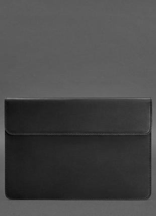 Шкіряний чохол-конверт на магнітах для macbook 15-16 дюйм чорний crazy horse