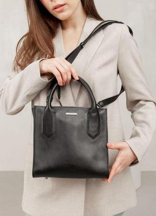 Шкіряна жіноча сумка-кроссбоді чорна