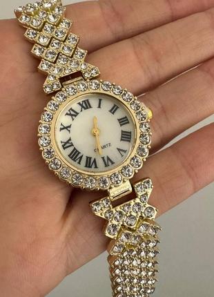 Жіночий кварцовий годинник quartz на металевому ремінці, золотистий |швидка доставка|